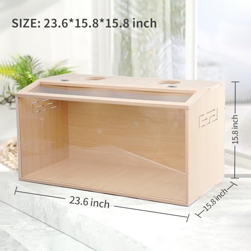23.6 inch Wooden Hamster Cage, Large Habitat, Openable Top, Transparent Acrylic for Interior View, Ventilated, Easy to Clean, for Syrian Hamster, Dwarf Hamster, Gerbil, Other Small Pet Animals - size: 417F / 23.6"×15.8"×15.8"