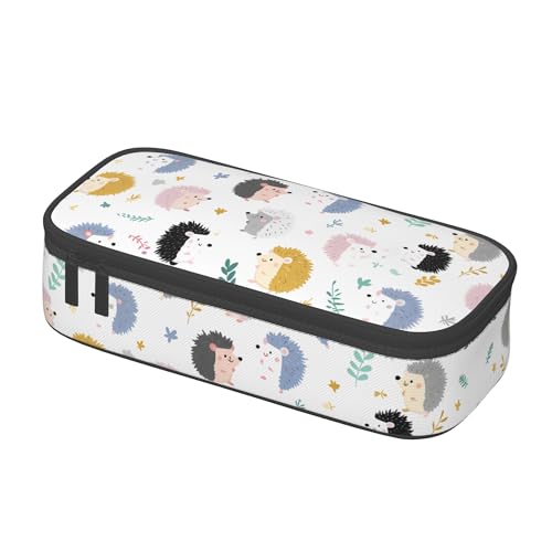 Yrebyou Hedgehog Pencil Case Big Storage Pencil Pouch Multi-Functional Pen Bag Cute Lightweight Organizer for Aldult Office College - color: White