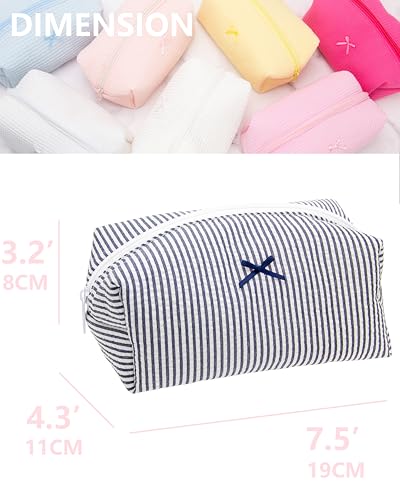 PAZIMIIK Cozy Makeup Bag for Women,Zipper Cosmetic Pouch,Stripe Navy Blue | Soft Cosmetic Organizer for Makeup,Skincare,Toiletries,Daily Beauty Essentials,Purse,On-the-Go,Bridesmaid Gifts - color: Stripe Navy Blue