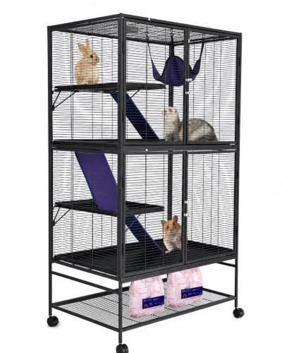 GarveeTech Small Animal Cage 36" Multi-Level Ferret Cage with Ramp Storage Stand Removable Tray