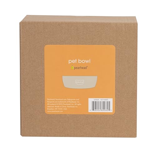 Pearhead Ceramic Cat Bowl – Neutral Taupe “Meow” Design, Holds 1.3 Cups, Stoneware Pet Dish, Whisker-Friendly Pet Feeding Bowl, Non-Skid, Small (Pack of 2) - color: Taupe "Meow", size: Single Bowl (Pack of 2)