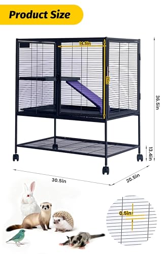 Garvee Metal Small Animal Cage,39 ''H Multi-Level Ferret Cage for Small Animals - Large Hamster Cage with Ramp, Extra Storage Stand, RemovableTray for Chinchilla, Rabbit | Large Hamster Cage with Ramp, Extra Storage Stand, RemovableTray for Chinchilla, Ra