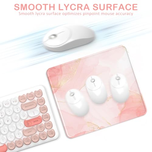 Mouse Pad with Stitched Edge, Multiple Patterns Computer Mouse Pads with Non-Slip Rubber Base, Washable Cloth Mousepad, for Gaming, Laptop, PC (Blush Gold) - color: 30Blush Gold