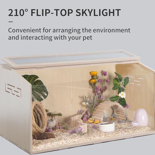 31.5 inch Wooden Hamster Cage, Large Habitat, Openable Top, Transparent Acrylic for Interior View, Ventilated, Easy to Clean, for Syrian Hamster, Dwarf Hamster, Gerbil, Other Small Pet Animals - size: 418F / 31.5"×15.8"×15.8"