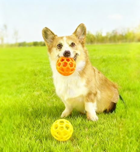 2PCS pet Bell Ball Toy,Suitable for Dogs, Cats, and Other Animals. Safe and Durable, bite-Resistant Design, Interactive Toy, Promotes Activity, an Essential Daily Plaything for Pets. - color: Orange
