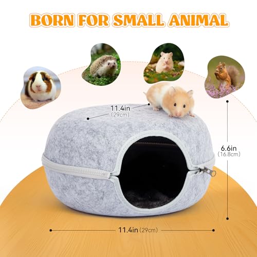 Guinea Pig Hideout 2 Pack, Double Function Guinea Pig Bed with 3 Soft Cushions, Small Animal Cage Accessories for Guinea Pigs, Hamsters, Hedgehogs, and Ferrets (Light Grey & Light Grey) - color: Light Grey & Light Grey
