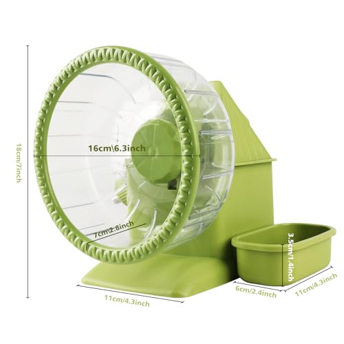 4 in 1 Silent Large Hamster Wheel Multifunctional Hamster Running Wheel Quite Running Spinner Wheel Accessories with Food Bowl Water Bottle for Hamsters Dwarf Gerbil (Green) - color: Green
