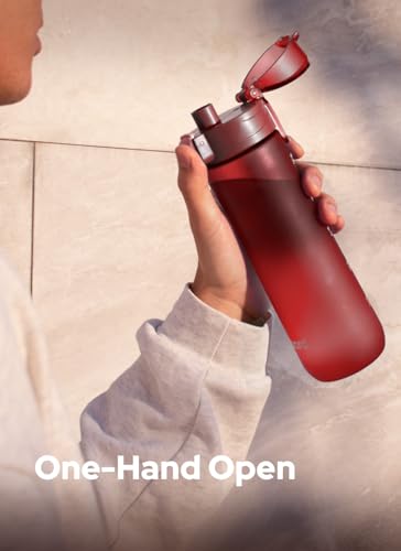 Opard Zip 20oz Plastic Water Bottle Dishwasher Safe, Leakproof Flip-Top Lid, BPA Free Tritan, Wide Mouth Reusable Kids Water Bottle for School Hiking Commuting Outdoor Travel and Gym - color: Cranberries Red, style: 20 oz - Fast Flow