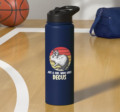 Just a girl who loves Degus Degu Stainless Steel Insulated Water Bottle - color: Navy Blue