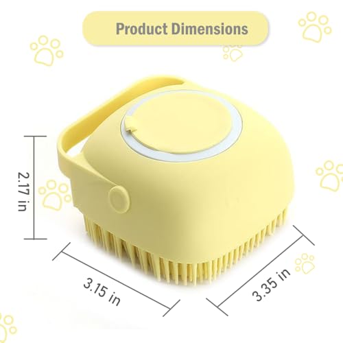TPE Pet Bath Brush Yellow Dog And Cat Grooming Scrubber Soft Massage Cleaning Tool 3.3 x 2.2 x 3.1 Inch - color: Yellow