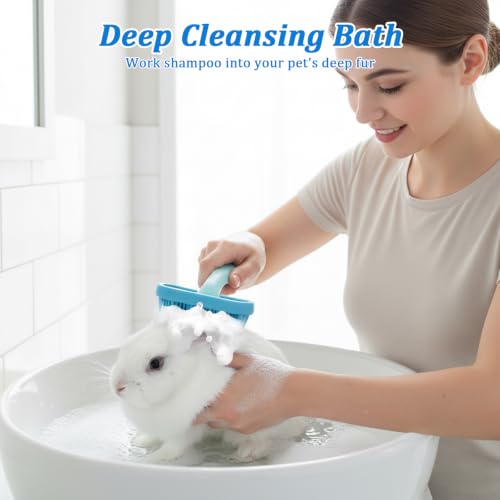 Guinea Pig and Bunny Brush, Beauty Silicone Brush, Soft Smoothing Dog Brush, Shedding Season Helps Untangle Mats and Comb Loose Fur for Chinchillas, Bunnys, Guinea Pigs and Puppies (Blue) - color: Blue