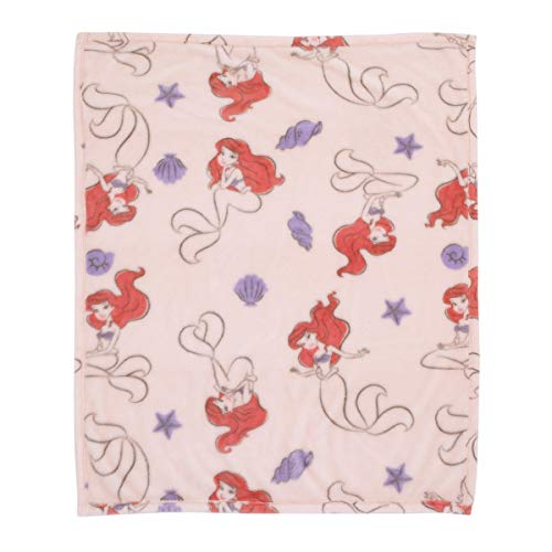 Disney The Little Mermaid Super Soft Ariel Starfish Seashell French Fiber Baby Blanket, Pink, Purple, Red (4143501P) - color: Disney the Little Mermaid, size: 30x36 Inch (Pack of 1)