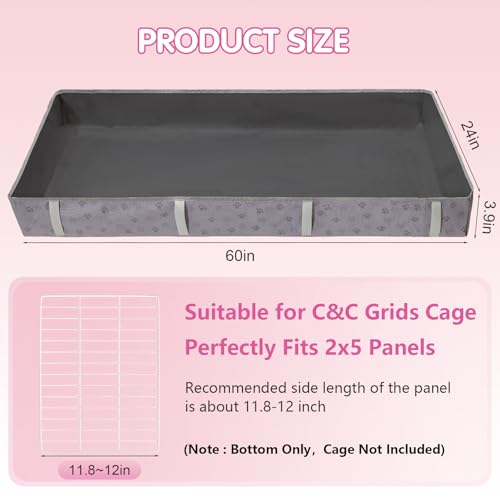 Funfurry Waterproof Guinea Pig Cage Liner,Washable Tarp Bottom Base,Cage Liners for Small Animals,Hamster Chinchilla Hedgehog Ferret Rabbit. (Dark Grey-Paw, 24" X 60") - color: Dark Grey-Paw, size: 24" X 60"