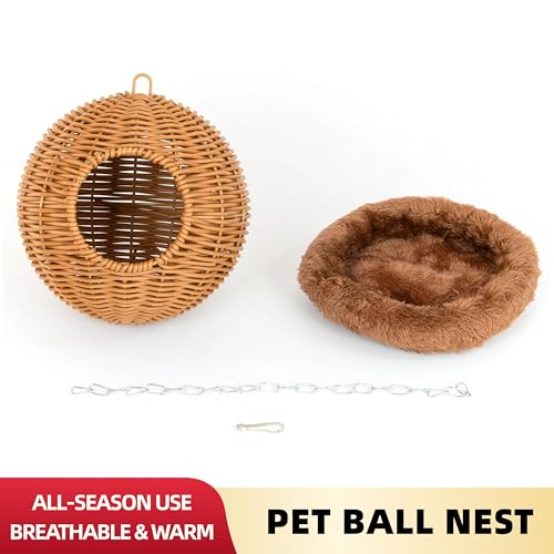 NEOUZA Sugar Glider Pouch Pet Glider Cage Sleep Bag for Small Animals Squirrels Marmosets Rats Hamsters, Metal Frame PP Rattan Durable Water Resistant Non Toxic Safe Material