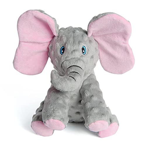 DODODOLA Dog Toys Puppy Toys Cute Squeaky Elephant Dog Toy with Crinkle Paper Stuffed Plush Animal to Keep Them Busy for Small Medium Large Dogs - color: Gray Elephant