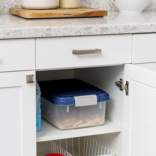 IRIS USA Dog Food Storage Container, Up to 11 lbs, Navy, Made in USA | BPA-Free, Airtight Seal, Best for Cat Food, Bird Seed, Chicken Feed, Pet Toys, Treats, Pellets - size: 11 lbs