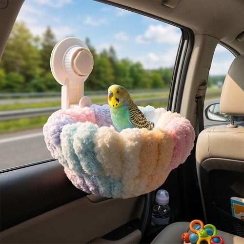 Bird House for Parrots Large Size Plush Cotton Hammock Cave with 4 Suction Cups Winter Warmth Insulation for Drafty Cages Comfortable Sleep Solution Prevents Escape in Cold Months