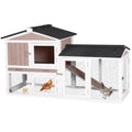 GUTINNEEN Chicken Coop Hen House with Run Outdoor Rabbit Cage Indoor Bunny Hutch with Waterproof Roof Poultry Cage,Rabbit Hutch with No Leakage Pull Out Tray,Brown - color: Brown