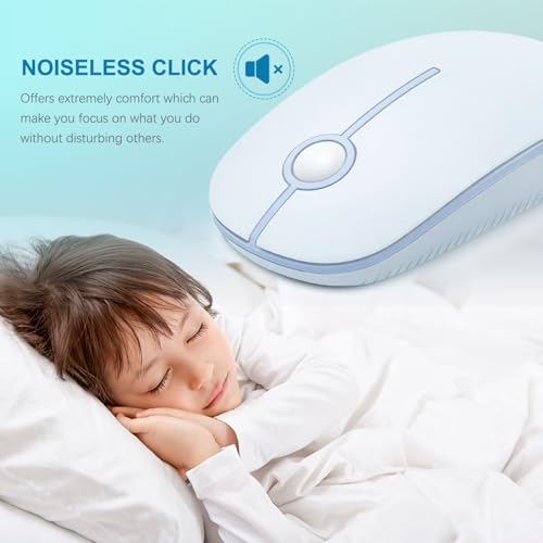 VssoPlor Wireless Mouse, 2.4G Slim Computer Laptop Mouse, Light Blue | Portable Mouse, Plug & Play USB Nano Receiver, Quiet Silent Optical Mice for Notebook, PC, Laptop, Computer, Windows, Mac - color: Light Blue