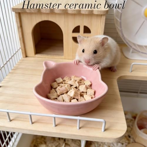 2 Pcs Hamster Ceramic Food Bowl, Ceramic Hamster Bowls, Small Pet Food & Water Bowls for Syrian Dwarf Hamsters Gerbils Hedgehogs Guinea Pigs