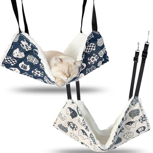 2-Pack Reversible Cat Hammock for Cage - Adjustable Soft Hanging Pet Bed for Cats, Ferrets, Puppies, Rabbits & Small Animals