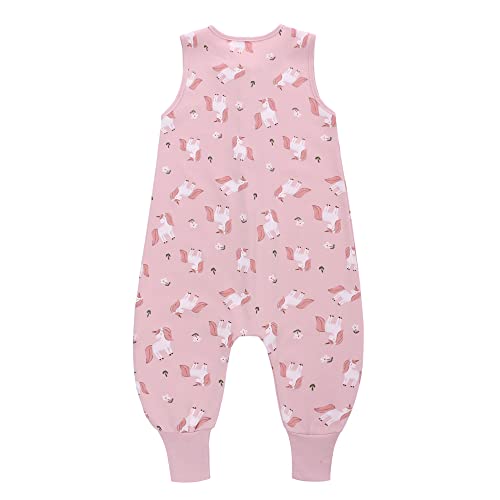 Miracle Baby Sleep Sack with Feet, 0.5 TOG 100% Cotton Wearable Blanket with Legs, Sleeveless Sleeping Bag for Babies(2 Pack) - color: Pink + Dots, size: M (12-24 Months)