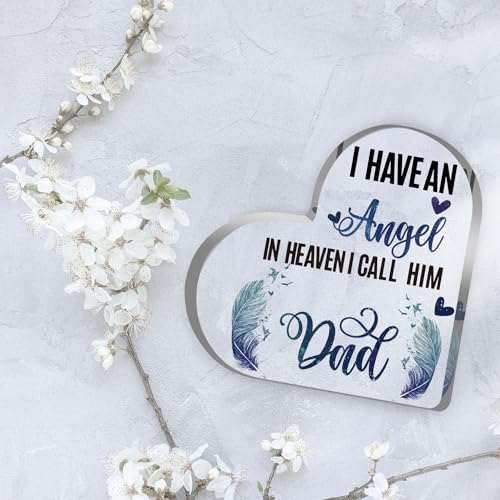 Sympathy Memorial Gift for Loss Loved One Father I Have Angel Dad Sign Bereavement Remembrance Paperweight Keepsake Funeral Grief Condolence Memorial Table Home Feather Decorations - color: Dad Angel