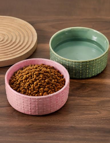 Ceramic Dog Bowl, 6.5 inch Pet Dog Food Bowl Water Bowls, Dogs Dish for Middle and Small Dogs, Puppy, Green - color: Green