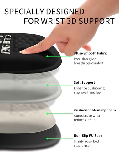 Hokafenle Ergonomic Wrist-Hugging Mouse Pad Wrist Support, U-Shaped Holding Wrist Rest Mousepad for Carpal Tunnel Pain Relief with Cushioned Memory Foam Slope Massage Bulge (10.2x8.3 in,Never Better) - color: Never Better