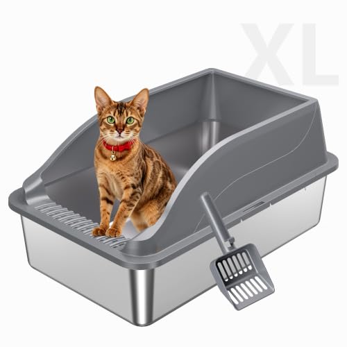 L2 Stainless Steel Litter Box (Dark Grey XL) - color: Dark Grey XL