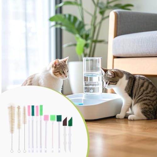 Pet Water Fountain Cleaning Brush Dog Cat Water Fountain Cleaning Sponge Pet Drinking Dispenser Cleaning Kit Fit Most Pet Water Dispensers (14 Pcs)
