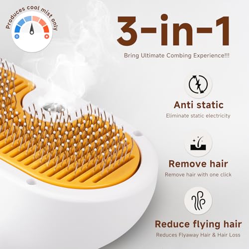 Pet Steam Brush for Dog & Cat Includes Waterless 2*Shampoo | Spray Hair Removal Comb for Shedding Grooming Softens Fur Reduces Static Water Brush for Long & Short Coats, Bath-Hating Pets - size: 7.8"-240ML