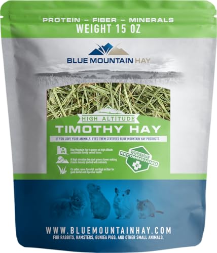 Blue Mountain Hay Timothy Hay Easy Flake Feed for Small Pets, 15oz | Easy Flake Timothy Hay, High Fiber Daily Forage, Soft Leafy Texture, Supports Digestion and Dental Care, Natural Nutrition - size: 15 Ounce (Pack of 1)