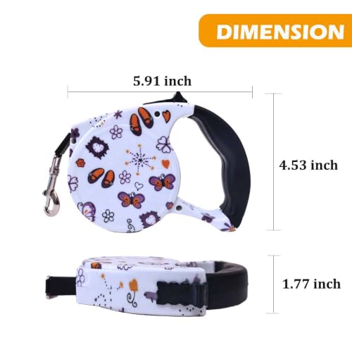 Fashionable Stylish Cute Retractable Pet Walking Leash 16ft Colorful Automatic Extendable Traction Leash for Dogs/Cats/Rabbits/Pets with Tension up to 31LBs