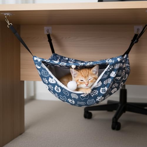 2 Pcs Cat Cage Hammock, Double Layer Soft Hanging Pet Bed for Indoor Cats, Kittens, Ferrets, Rabbits and Small Animals, 2 Styles