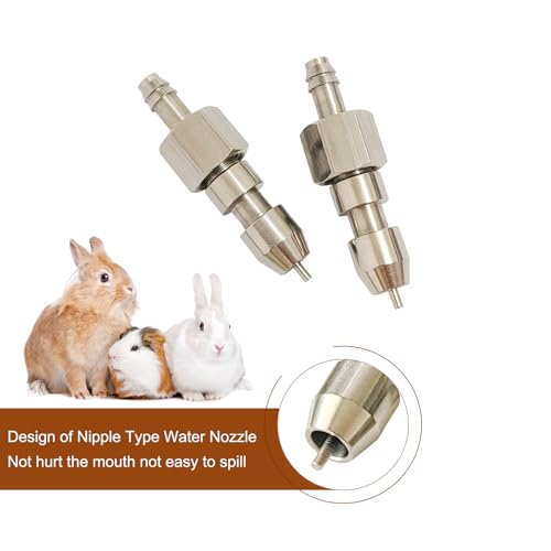 10Pcs Stainless Steel Rabbit Nipples Water Dispenser for Cage - color: metal