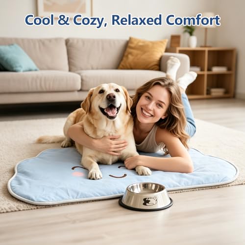 Dog Cooling Mat,Washable Cool Mat for Dogs,Self Cooling Pads for Dogs Cats,Cool Fabric & Internal Cooling Pad (Large, Cloud Style) - size: Large