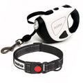 Retractable Dog Leash with LED Flashlight (2 AAA Batteries Incl) & Reflective Padded Dog Collar -10ft Tangle-Free Heavy Duty Leash Set for Night Walking Safety-Puppy Essentials (Up to 44lbs)