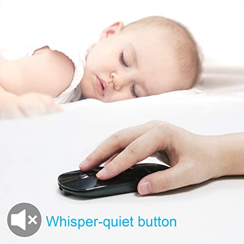 FENIFOX Wireless Bluetooth Mouse, Slim Travel Silent Rechargeable Black | Flat, Portable, Whisper Quiet, 3 Buttons Design , 2400 DPI Precision for iPad Laptop MacBook Tablet iPhone - color: Black