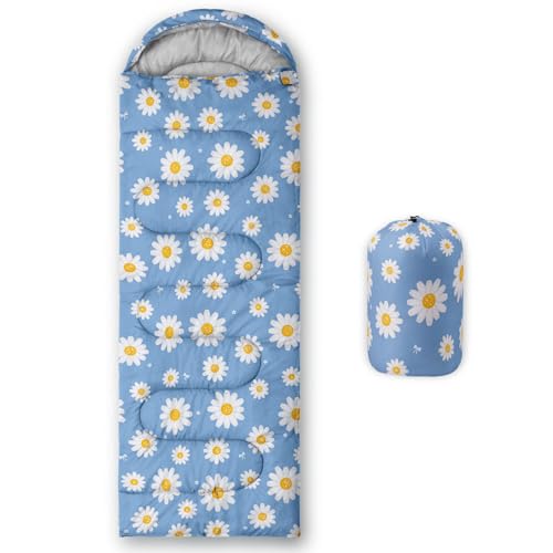 Kids Sleeping Bag for Boys Girls,3D Basketball Print-Lightweight Warm Portable Outdoor Indoor-Waterproof Cold Weather Resistant Sleeping Bag for Camping Hiking - color: Daisy