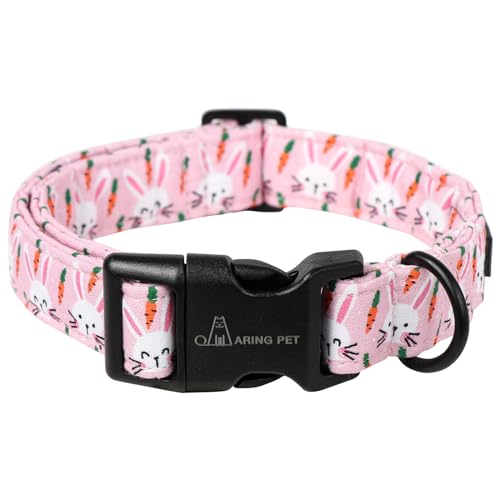 ARING PET Easter Dog Collar, Cute Pink Rabbit Bunny Carrot Pet Collars with Quick Release Buckle for Puppy Small Medium Large Boy Girl Dogs-S - color: Easter Pink Bunny, size: Small