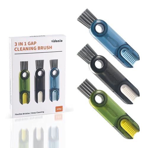 3 in 1 Cup Lid Gap Cleaning Brush Set, Multifunctional Insulation Bottle Cleaning Tools, Mutipurpose Tiny Silicone Cup Holder Cleaner, Home Kitchen Cleaning Tools - color: Blue+green+grey
