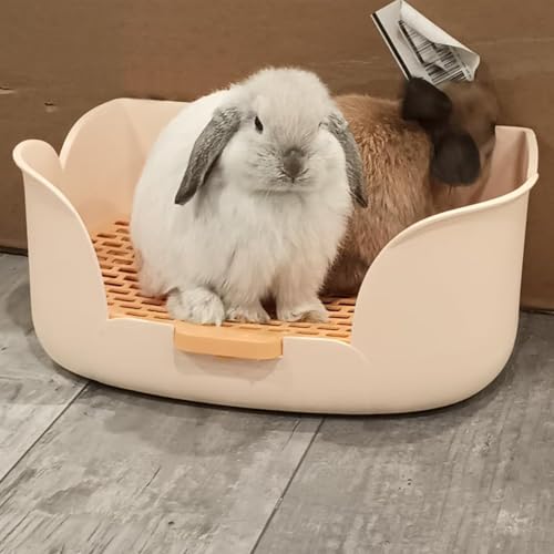 15.1"X11.0" Large Rabbit Litter Box,Plastic Square Rabbits Potty Trainer with Bigger Pan Bunny Corner Toilet Box with Small Animal Disposable Liner for Guinea Pigs Hamster Chinchilla(Orange) - color: 【Orange】