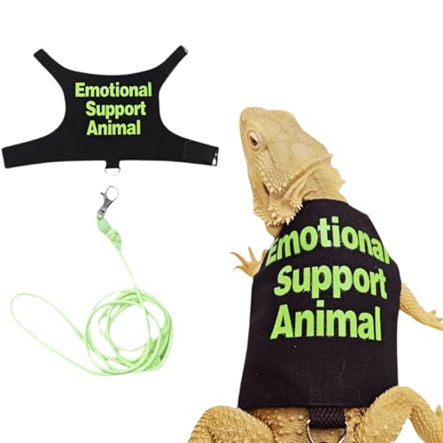 Bearded Dragon Lizards Clothes with Leash Set for Small Pets Reptiles Guinea Pig Apparel Lizards Outdoor Walking Training Harness Leash Hand-Made Costume Photo Prop (Green) - color: Green