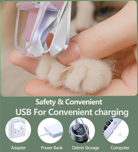 2-in-1 Dog Nail Grinder & Clippers with Dual LED Lights, Electric Pet Nail Trimmer with Safety Guard, USB-C Rechargeable Grooming Tool for Cats and Dogs of All Sizes Pink - color: pink