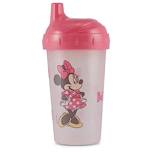 Disney Toddler Sippy Cups for Girls | 10 Ounce Minnie Mouse Sippy Cup Pack of Two with Straw and Lid | Durable Blue Leak Proof Travel Water Bottle for Toddlers