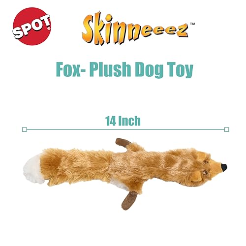 SPOT Skinneeez Fox – 14" Stuffing-Free Plush Squeaky Dog Toy for Small & Medium Dogs, Best for Light to Moderate Chewers, Mess-Free Play - style: Mini Fox