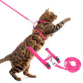 PUPTECK Adjustable Cat Harness and Leash Set Escape Proof Kitten Strap Collar for Walking Travel, Hot Pink - color: Hot Pink, size: Small