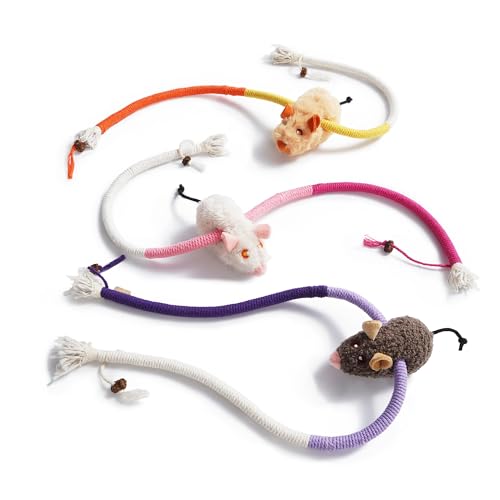 Cat Chew Ropes with Catnip Mouse, 3Pcs Cat Chew Toys for Large Cats Enrichment, 3-in-1 Catnip Toys Mouse & Strong Braided Ropes & Gall Fruits, Cats Teething Toys - color: Ropes