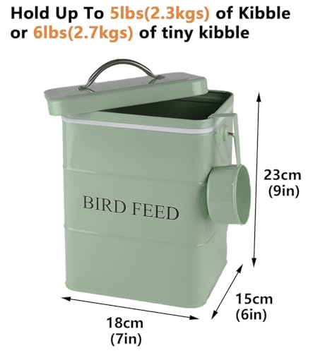 Bird Feeder,Bird Food Jar Pet Food Storage Airtight Food Storage Container-Green - color: Green